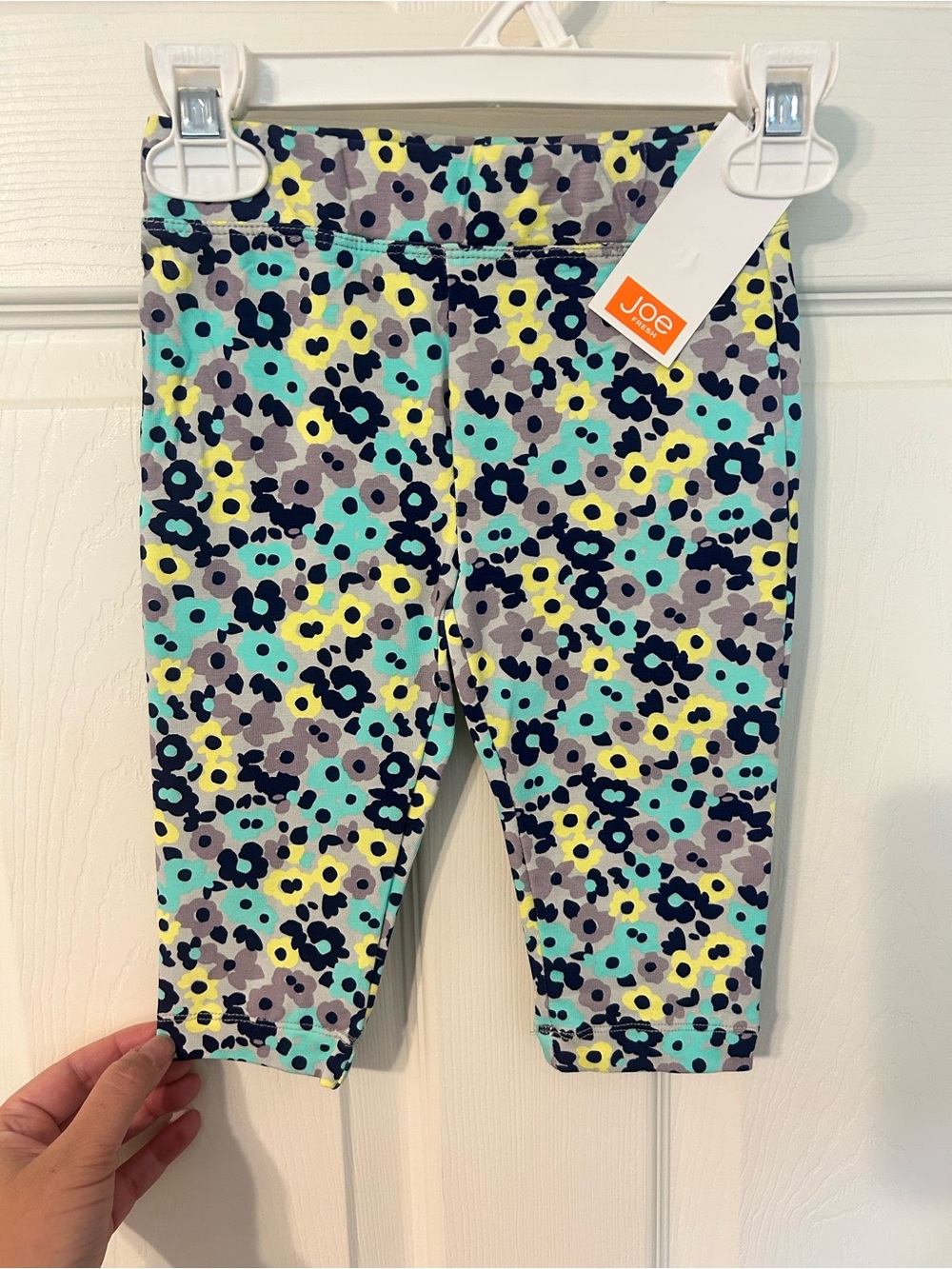NWT! Toddler Girls, Joe Fresh, Floral Capri Leggings - Blue, Yellow, Gray, 3T